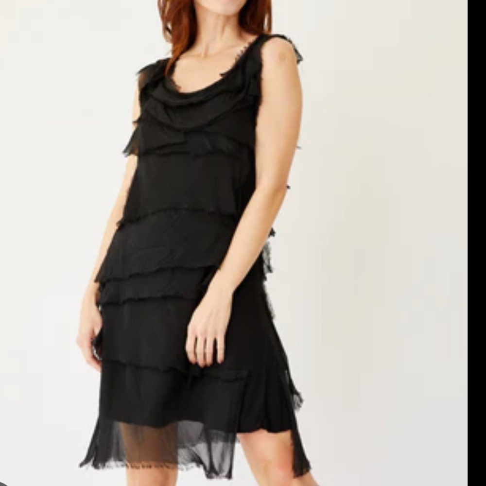 Silk Italian tiered dress in Black. Short length. Only work once. #italian #silk